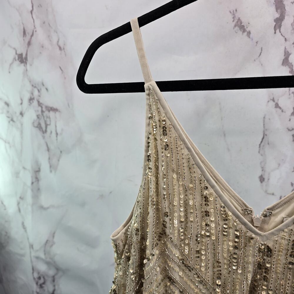 Anthropologie Dress Womens 16 Beaded Sequin Fidelia Champangne Gown Greek BHLDN - Picture 3 of 16